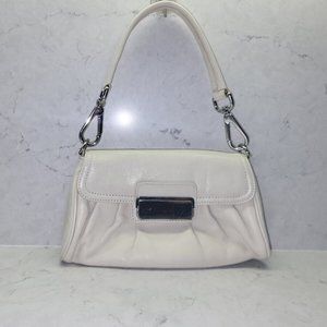 Express Pebble-grained Leather Clutch Handbag w/removable straps-Cream/Ivory